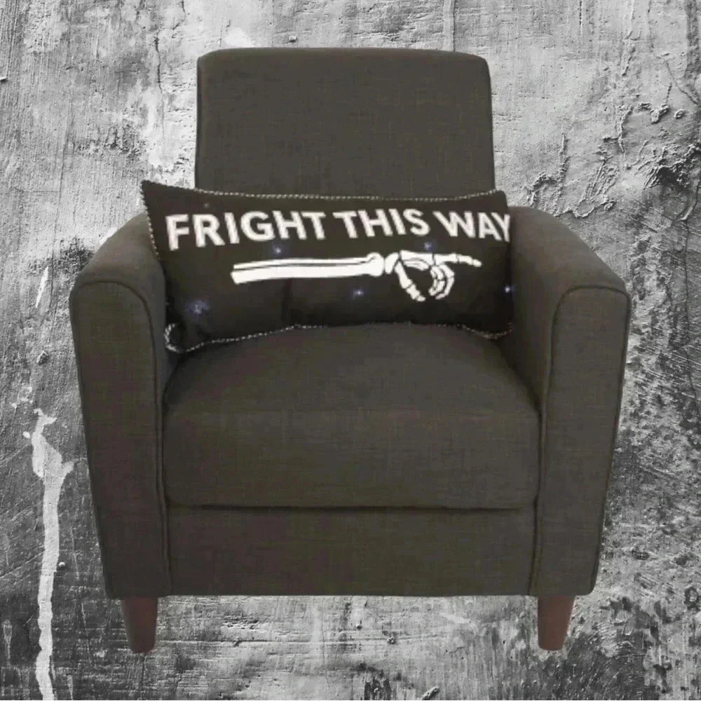NEW LED LIGHT UP Embroidered Accent / Throw Pillow FRIGHT THIS WAY - SO FUN!!!
